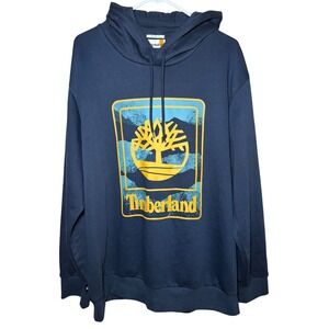 Timberland Men's XXL Navy Blue Graphic Tree Logo Hoodie Sweatshirt